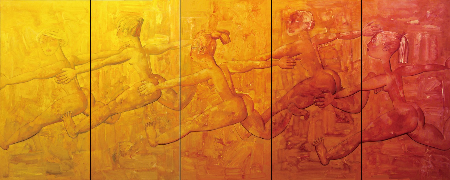 running naked woman